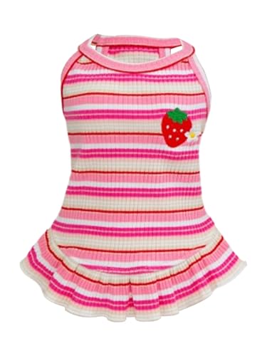 TiaoBug Hundekleid mit Erdbeermuster Süßes Sommer-Outfit mit Streifen für Prinzessinnen-Hündchen Rosa XL TiaoBug Hundekleid mit Erdbeermuster Süßes Sommer-Outfit mit Streifen für Prinzessinnen-Hündchen Rosa XL von TiaoBug
