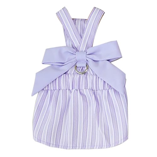 TiaoBug Hundekleid mit Schleifengeschirr Gestreiftes Sommer Outfit für Hunde Katzen niedlicher Rock mit Leinenring Violett S TiaoBug Hundekleid mit Schleifengeschirr Gestreiftes Sommer Outfit für Hunde Katzen niedlicher Rock mit Leinenring Violett S von TiaoBug