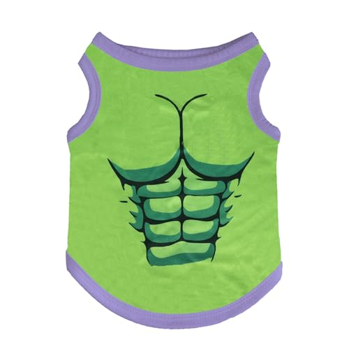 TiaoBug Hundeshirt Sommer Atmungsaktiv Lustiges Bedrucktes T-Shirt für Welpen Tank Top Hundekleidung für Halloween Kostüme Grün M von TiaoBug