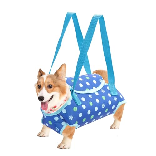 TiaoBug Hundetrage mit Polster Atmungsaktiver Tragegurt für Katzen & Welpen Leichte Transporttasche für Spaziergänge Blau M von TiaoBug