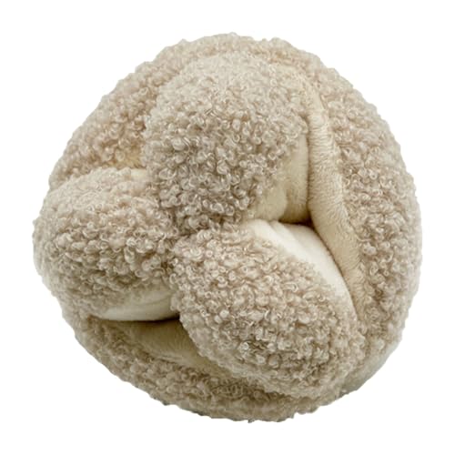 TiaoBug Interaktiver Quietschball für Hunde Langlebiges Plüsch Kauspielzeug mit Zahnreinigungsfunktion Beige One Size von TiaoBug