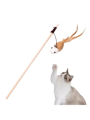 TiaoBug Interaktives Katzenspielzeug Katzen Spielzeug Kitten Katzenzubehör mit Federn Katzenspielzeug Stab mit Bell B Maus One Size TiaoBug Interaktives Katzenspielzeug Katzen Spielzeug Kitten Katzenzubehör mit Federn Katzenspielzeug Stab mit Bell B Maus One Size von TiaoBug