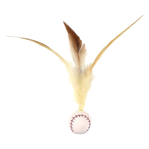 TiaoBug Katzen-Hüpfbälle mit Federn Katzenspielzeug für Hauskatzen interaktive Katzenbälle Hundespielzeug Baseball A One Size von TiaoBug