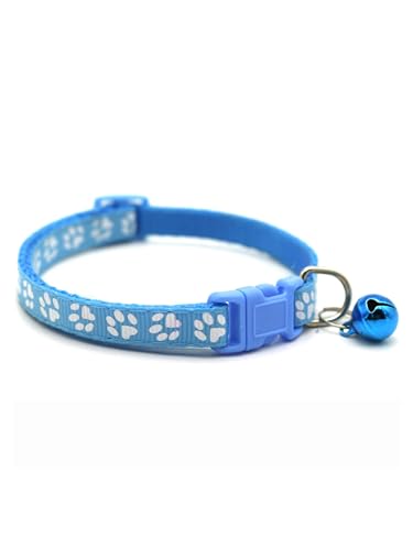 TiaoBug Katzenhalsbänder mit Glöckchen Katzenhalsband Verstellbare Kätzchenhalsbänder mit Glocke Himmelblau One Size von TiaoBug
