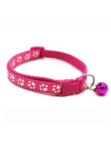 TiaoBug Katzenhalsbänder mit Glöckchen Katzenhalsband Verstellbare Kätzchenhalsbänder mit Glocke Hot Pink One Size von TiaoBug