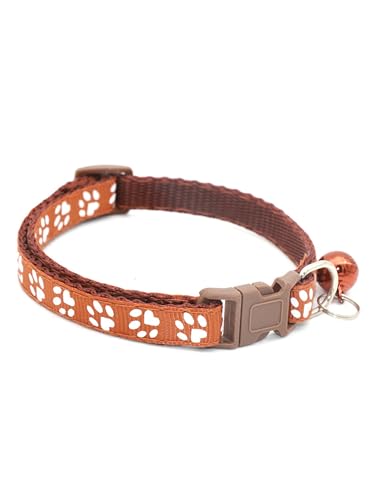 TiaoBug Katzenhalsbänder mit Glöckchen Katzenhalsband Verstellbare Kätzchenhalsbänder mit Glocke Kaffee One Size von TiaoBug