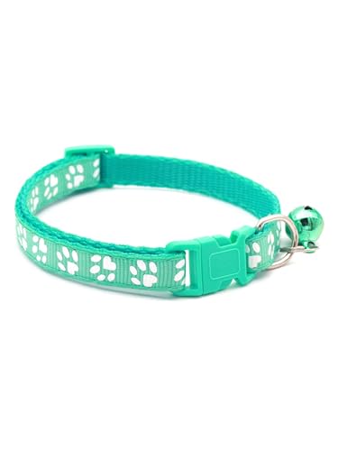 TiaoBug Katzenhalsbänder mit Glöckchen Katzenhalsband Verstellbare Kätzchenhalsbänder mit Glocke Minzgrün One Size von TiaoBug