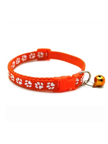 TiaoBug Katzenhalsbänder mit Glöckchen Katzenhalsband Verstellbare Kätzchenhalsbänder mit Glocke Orange One Size von TiaoBug