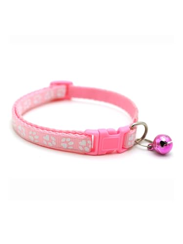 TiaoBug Katzenhalsbänder mit Glöckchen Katzenhalsband Verstellbare Kätzchenhalsbänder mit Glocke Rosa One Size von TiaoBug