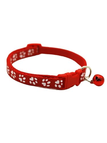 TiaoBug Katzenhalsbänder mit Glöckchen Katzenhalsband Verstellbare Kätzchenhalsbänder mit Glocke Rot One Size von TiaoBug