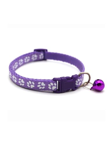 TiaoBug Katzenhalsbänder mit Glöckchen Katzenhalsband Verstellbare Kätzchenhalsbänder mit Glocke Violett One Size von TiaoBug