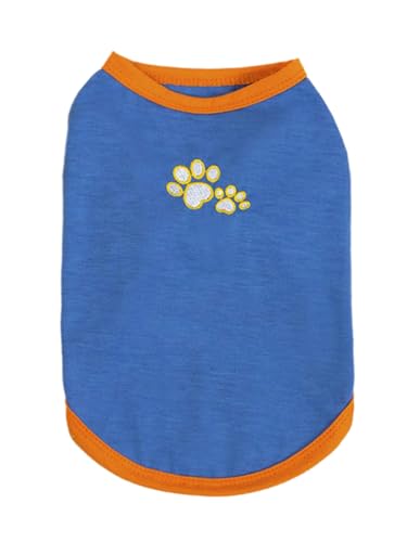 TiaoBug Leichte Hundeweste mit Pfotenstickerei Sommer-Sleeveless-Shirt für Welpen kleine Hunde Blau XL TiaoBug Leichte Hundeweste mit Pfotenstickerei Sommer-Sleeveless-Shirt für Welpen kleine Hunde Blau XL von TiaoBug