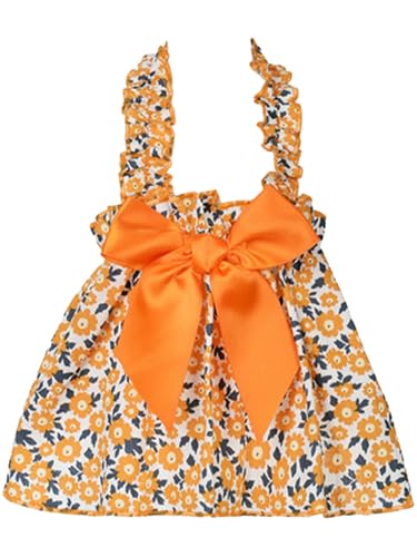 TiaoBug Prinzessinnen Hundekleid mit Blumenprint für Katzen und Hunde Hochzeit Party Luxus Haustierkleidung Orange XS von TiaoBug