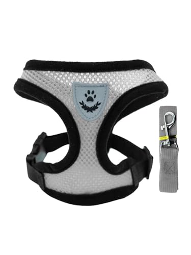 TiaoBug Reflektierende Haustiergurt und Leine Set Verstellbar für Katzen Kleine Hunde Escape-Proof Katzengeschirr Grau L TiaoBug Reflektierende Haustiergurt und Leine Set Verstellbar für Katzen Kleine Hunde Escape-Proof Katzengeschirr Grau L von TiaoBug