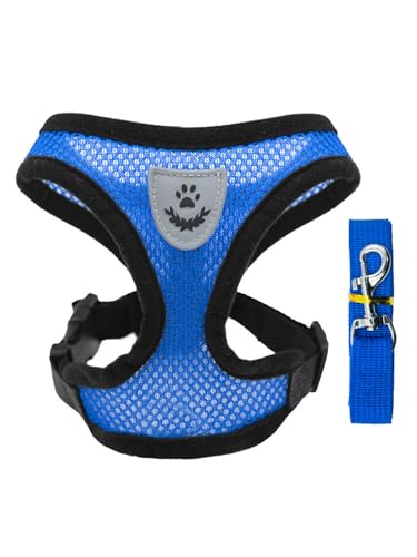 TiaoBug Reflektierende Haustiergurt und Leine Set Verstellbar für Katzen Kleine Hunde Escape-Proof Katzengeschirr Königsblau XL TiaoBug Reflektierende Haustiergurt und Leine Set Verstellbar für Katzen Kleine Hunde Escape-Proof Katzengeschirr Königsblau XL von TiaoBug