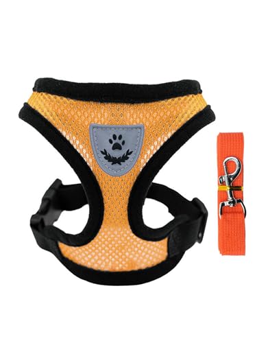 TiaoBug Reflektierende Haustiergurt und Leine Set Verstellbar für Katzen Kleine Hunde Escape-Proof Katzengeschirr Orange M TiaoBug Reflektierende Haustiergurt und Leine Set Verstellbar für Katzen Kleine Hunde Escape-Proof Katzengeschirr Orange M von TiaoBug