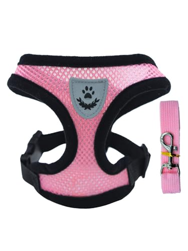 TiaoBug Reflektierende Haustiergurt und Leine Set Verstellbar für Katzen Kleine Hunde Escape-Proof Katzengeschirr Rosa M TiaoBug Reflektierende Haustiergurt und Leine Set Verstellbar für Katzen Kleine Hunde Escape-Proof Katzengeschirr Rosa M von TiaoBug