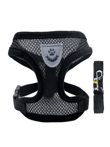 TiaoBug Reflektierende Haustiergurt und Leine Set Verstellbar für Katzen Kleine Hunde Escape-Proof Katzengeschirr Schwarz M TiaoBug Reflektierende Haustiergurt und Leine Set Verstellbar für Katzen Kleine Hunde Escape-Proof Katzengeschirr Schwarz M von TiaoBug