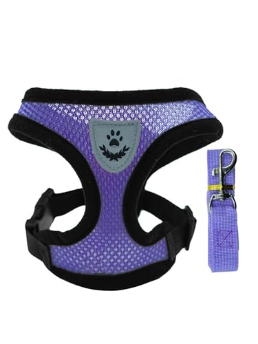 TiaoBug Reflektierende Haustiergurt und Leine Set Verstellbar für Katzen Kleine Hunde Escape-Proof Katzengeschirr Violett S TiaoBug Reflektierende Haustiergurt und Leine Set Verstellbar für Katzen Kleine Hunde Escape-Proof Katzengeschirr Violett S von TiaoBug