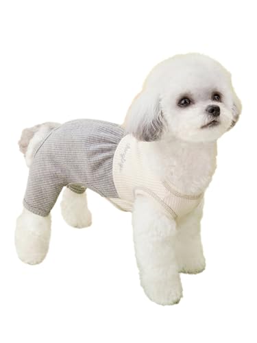 TiaoBug Schlafanzug Overall für kleine Hunde Weicher Pyjama mit Buchstaben-Stickerei für Pomeranian Teddyhunde Grau S von TiaoBug