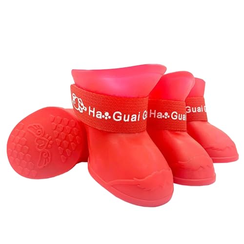 TiaoBug Silikon Hundestiefel Hunde wasserdichte Schuhe Verschleißfest Hundeschuhe für Hündchen Pfotenschutz Rot L TiaoBug Silikon Hundestiefel Hunde wasserdichte Schuhe Verschleißfest Hundeschuhe für Hündchen Pfotenschutz Rot L von TiaoBug