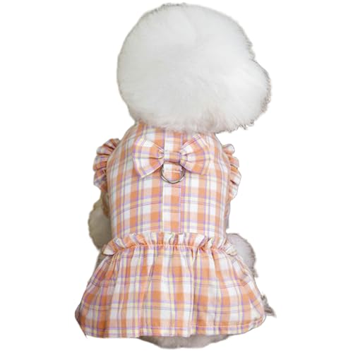 TiaoBug Sommer Hundekleid für kleine Hunde Karo Prinzessinnen Rock mit D-Ring Atmungsaktiv Niedliche Kleidung Orange L TiaoBug Sommer Hundekleid für kleine Hunde Karo Prinzessinnen Rock mit D-Ring Atmungsaktiv Niedliche Kleidung Orange L von TiaoBug