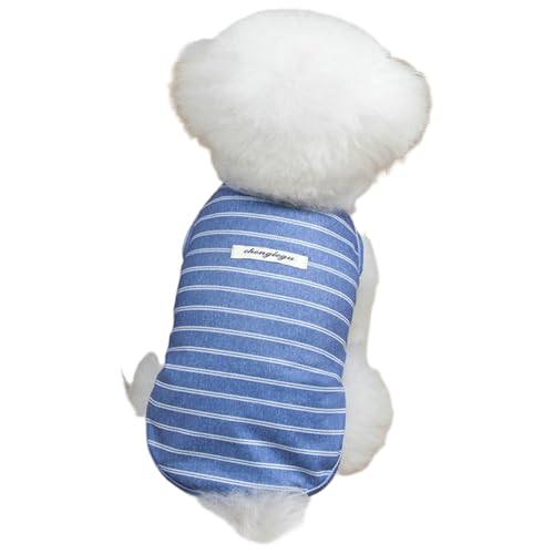 TiaoBug Sommer Hundeshirt für Kleine Gestreiftes Tanktop mit Dehnbarem Atmungsaktives Welpen-Shirt für heiße Tage Blau S TiaoBug Sommer Hundeshirt für Kleine Gestreiftes Tanktop mit Dehnbarem Atmungsaktives Welpen-Shirt für heiße Tage Blau S von TiaoBug