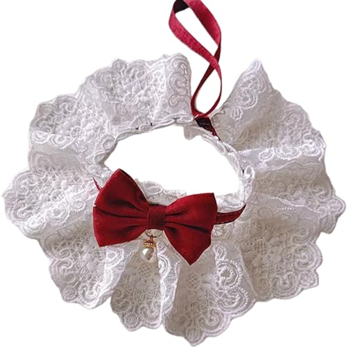 TiaoBug Spitze Katze Kragen Breakaway Kätzchen Halskette mit niedlichen Krawatte Katzen Prinzessin Kostüme Burgundy M von TiaoBug
