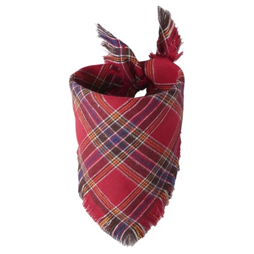 TiaoBug Verstellbare Hunde Halstuch mit Fransen für Kleine Hunde Hundebandana mit Kordel Modisches Tieraccessoire Rot 55 * 38 * 38cm One Size von TiaoBug