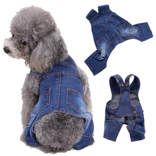 TiaoBug Vier-Beine Kleine Hunde Jeans Overall Denim Latzhose Welpen Kostüm Hunde Jumpsuit Für Einfachen Auszug Blau XXL TiaoBug Vier-Beine Kleine Hunde Jeans Overall Denim Latzhose Welpen Kostüm Hunde Jumpsuit Für Einfachen Auszug Blau XXL von TiaoBug