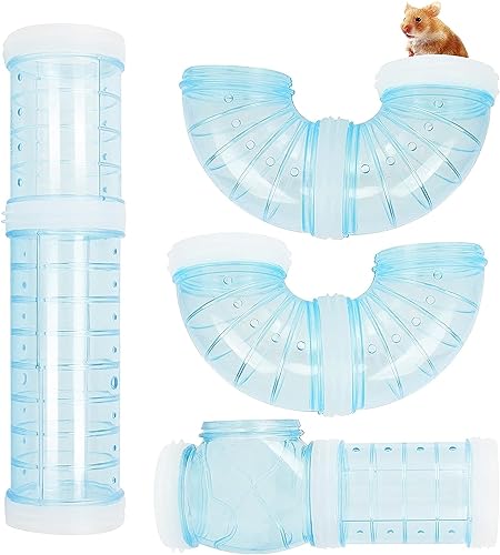 Ticeed Hamster Spielzeug Tunnel Haustier Tunnel Hamster Cage Tubes DIY Kreative Verbindung Tunnel Transparent Tunnel für Käfig Expansion Röhren Rohrverbindung Sport Blau Tunnel Klein Haustier von Ticeed