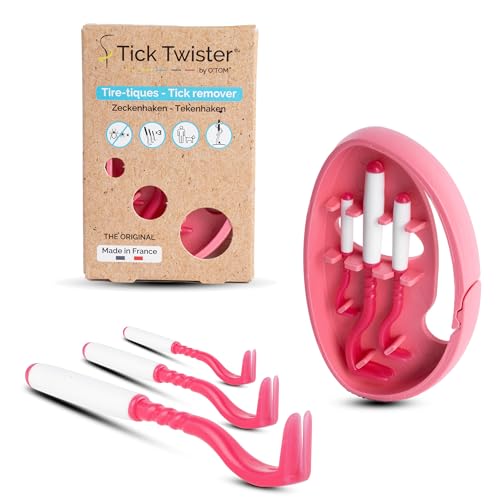 Tick Twister 3 Zeckenhaken für Hunde, Katzen und Menschen – Zeckenzange 3er Set mit Aufbewahrungsbox Sicheres Entfernen ohne Schmerzen – Ideal für Outdoor-Aktivitäten (Rosa, 1er-Set) von Tick Twister