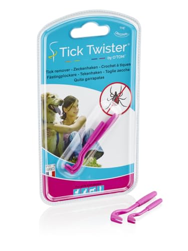 Tick Twister® Zeckenentferner Set mit 2 Zeckenentfernern - Zeckenentfernung bei Hunden, Katzen, Pferden und Menschen - Original Zeckenentferner – hergestellt in Frankreich (Rosa) von Tick Twister