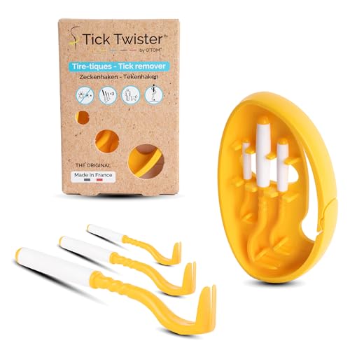 Tick Twister 3 Zeckenhaken für Hunde, Katzen und Menschen – Zeckenzange 3er Set mit Aufbewahrungsbox Sicheres Entfernen ohne Schmerzen – Ideal für Outdoor-Aktivitäten (Orange, 1er-Set) von Tick Twister
