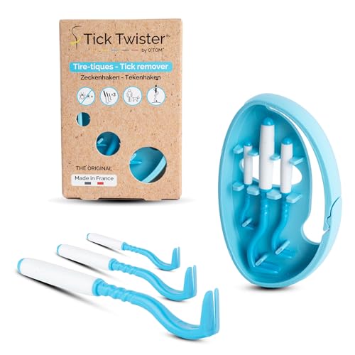 Tick Twister 3 Zeckenhaken für Hunde, Katzen und Menschen – Zeckenzange 3er Set mit Aufbewahrungsbox Sicheres Entfernen ohne Schmerzen – Ideal für Outdoor-Aktivitäten (Blau, 1er-Set) von Tick Twister
