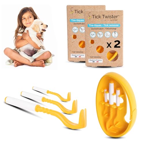 Tick Twister 3 Zeckenhaken für Hunde, Katzen und Menschen – Zeckenzange 3er Set mit Aufbewahrungsbox Sicheres Entfernen ohne Schmerzen – Ideal für Outdoor-Aktivitäten (Orange, 2er-Set) von Tick Twister