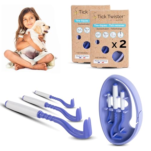 Tick Twister 3 Zeckenhaken für Hunde, Katzen und Menschen – Zeckenzange 3er Set mit Aufbewahrungsbox Sicheres Entfernen ohne Schmerzen – Ideal für Outdoor-Aktivitäten (Lila, 2er-Set) von Tick Twister