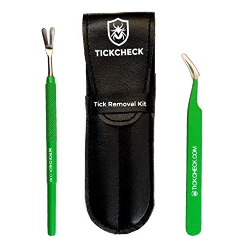 TickCheck Zeckenentferner Kit (tick - Entferner Stahl INOX Pinzette, Ledertasche und Ausweisfach Ticks) Packung mit 1 von TickCheck