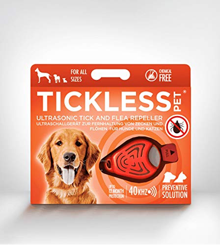 Tickless Pet - Ultraschallgerät gegen Zecken und Flöhe für Haustiere - Orange von Tickless