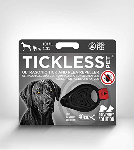 Tickless Pet Ultraschall-Abwehr gegen Zecken und Floh in schwarz Zeckenschutz Ultraschallgerät von Tickless