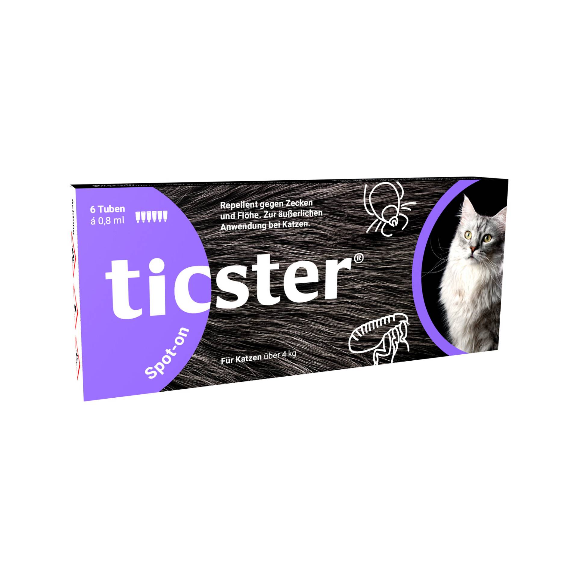 Ticster Spot-on Katze 4-8 kg - 3 Pipetten von Ticster