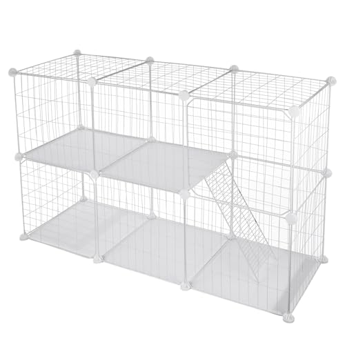 Katzenkäfig mit 2 Ebenen, geräumiger Edelstahl-Kätzchenkäfig mit Türen und Kletterleiter, abnehmbare Katzengehege, idealer Indoor-Laufstall für Kätzchen und kleine Haustiere (111 cm L x 39,1 cm B x Katzenkäfig mit 2 Ebenen, geräumiger Edelstahl-Kätzchenkäfig mit Türen und Kletterleiter, abnehmbare Katzengehege, idealer Indoor-Laufstall für Kätzchen und kleine Haustiere (111 cm L x 39,1 cm B x von Tideme