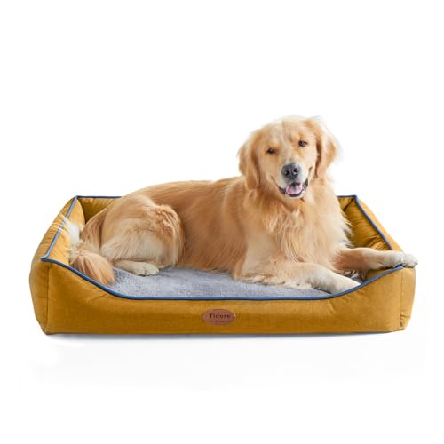 Tidore Orthopädisches Hundebett für mittelgroße und große Hunde, strapazierfähiges Schaumstoff-Sofa mit waschbarem, abnehmbarem Bezug, wasserdichtes Futter und rutschfeste Unterseite, Haustierbett für von Tidore