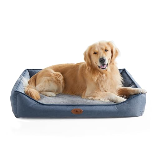 Tidore Orthopädisches Hundebett für mittelgroße und große Hunde, strapazierfähiges Schaumstoff-Sofa mit waschbarem, abnehmbarem Bezug, wasserdichtes Futter und rutschfeste Unterseite, Haustierbett für von Tidore