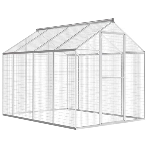 Außenvoliere Aluminium 178x242x192 cm, Modulares Vogelgehege Outdoor Voliere für Einzel- oder Gruppenhaltung von Ziervögeln von Tidyard