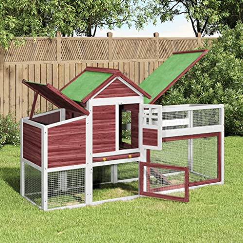 Tidyard Hühnerstall Voliere Hühnerhaus Kleintierstall Hühnerkäfig Nistkasten Wasserfestes Dach Massivholz Kiefer Mokka 186,5x58,5x113 cm von Tidyard