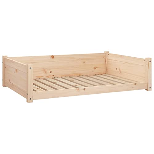 Tidyard Hundebett Hundekorb Hundesofa Tierbett Haustiersofa Welpenbett Hundecouch Hundekörbchen Haustierbett Liegebett 105,5 x 75,5 x 28 cm (B x T x H) Massives Kiefernholz (unbehandelt) von Tidyard