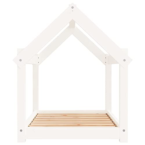 Tidyard Hundebett Welpenbett Hundekorb Tierbett Haustierbett Liegebett 81 x 60 x 70 cm (B x T x H) Massives Kiefernholz Weiß von Tidyard