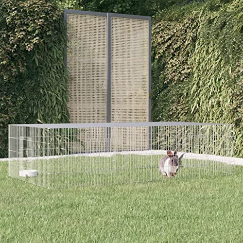 Tidyard Kaninchenstall Hasenstall Kaninchenkäfig Hasenkäfig Kleintierkäfig Verzinktes Eisen 2 Paneele 220x110x55 cm von Tidyard