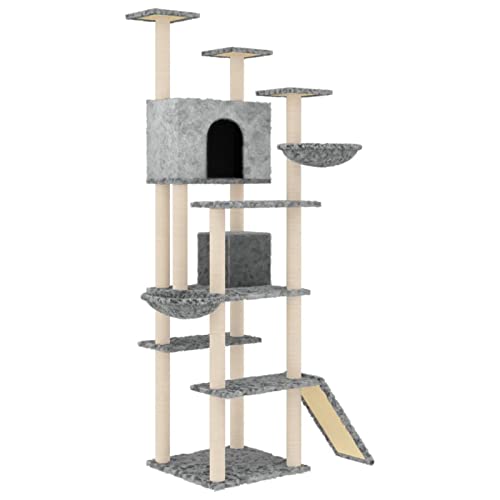 Tidyard Kratzbaum mit Sisal-Kratzsäulen Katzenkratzbaum Katzenbaum Aktivitätskratzbäum Kletterturm Kletterbaum Katze Katzen-Spielplatz Kratzstamm Kratzbäumen 104 x 78 x 191 cm (L x B x H) von Tidyard